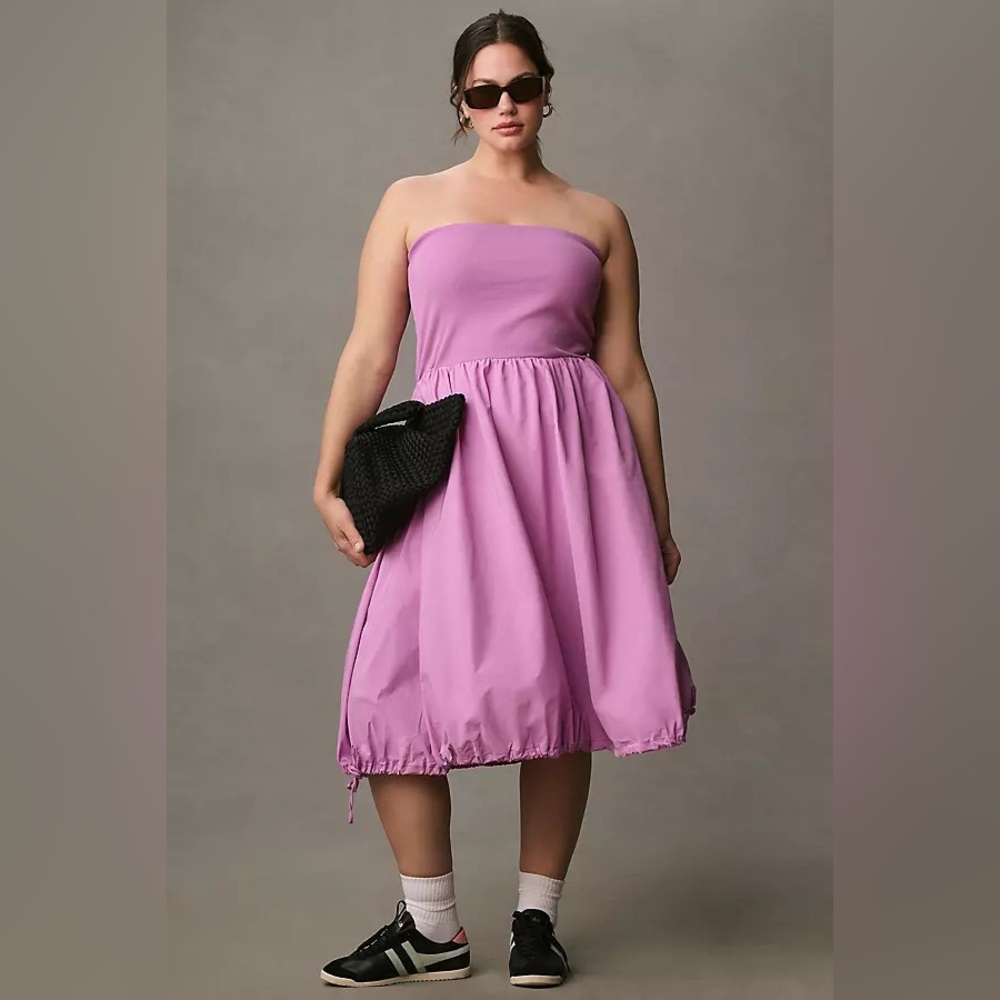 Anthropologie Daily Practice Strapless MIDI Active Dress in Purple Size S - Picture 1 of 7